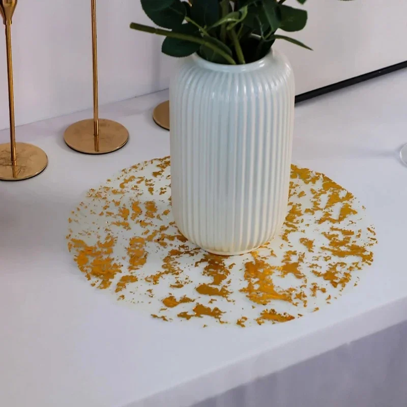 12 Tovagliette Americane Usa E Getta Oro Con Lamina - Rotonde 33 Cm Per Matrimoni E Feste, Riutilizzabili