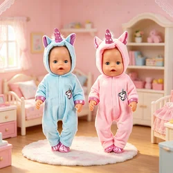 Dolls Conjoined Pajamas Suit and Shoes For 18 inch 43cm Baby Doll Cute Rompers Doll Clothes Accessory Our Generation Doll