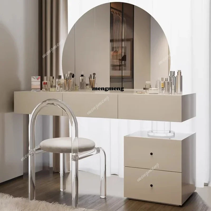 Multi functional baking paint Makeup vanity modern cream style Dressing table with mirror coiffeuse avec miroir room furniture