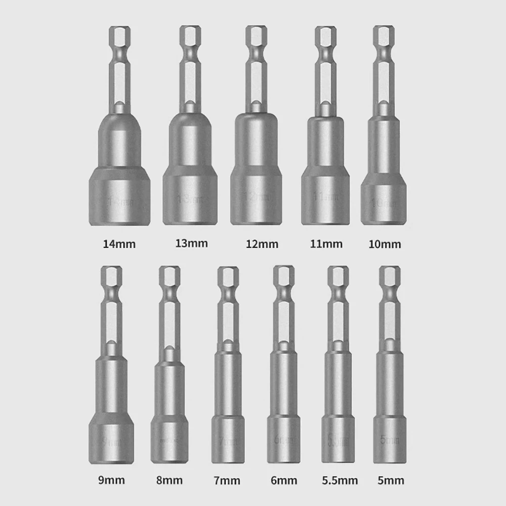 H5-H14 تأثير المقبس المغناطيسي الجوز مفك 6.35 مللي متر عرافة مفتاح مجموعة مثقاب الخشب محول ل تدريبات الطاقة تأثير السائقين المقبس عدة #1