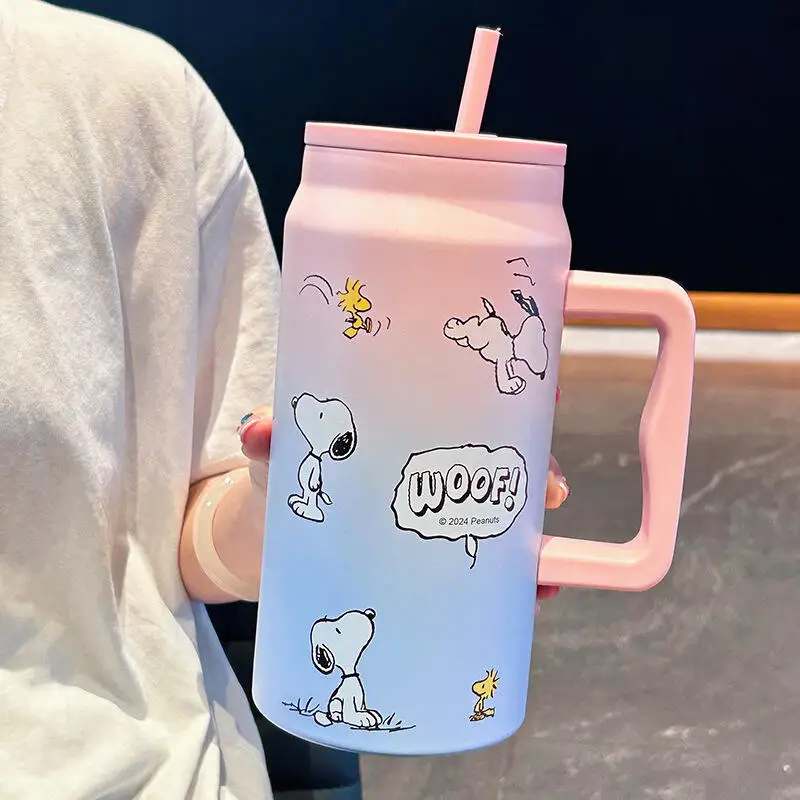 Snoopy Large Volume Stainless Steel Insulated Ice Tumbler Leakproof Portable Travel Water Mug for Daily Outdoor Birthday Gift