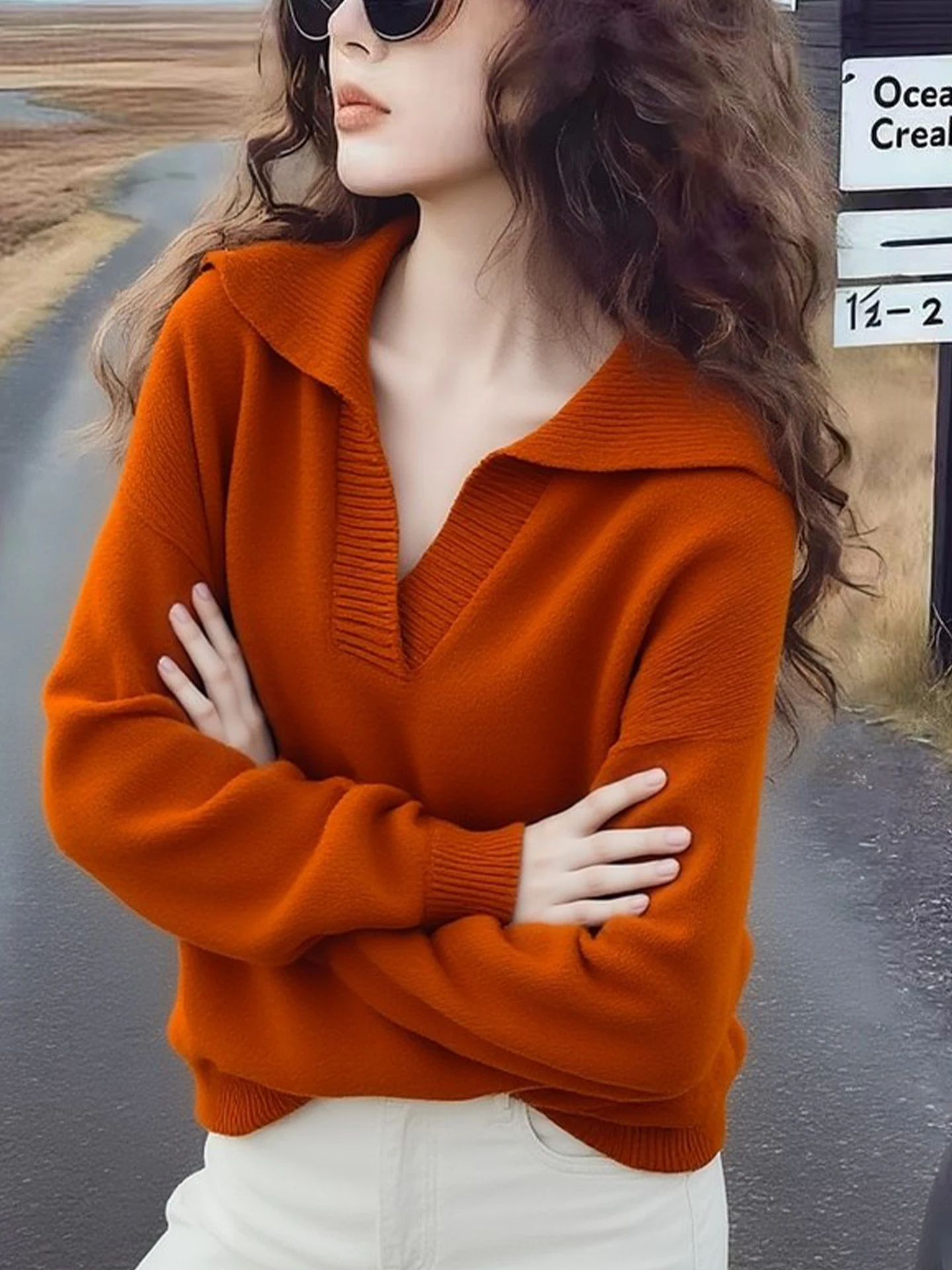 Chique preguiçoso sle thiened longo sve pulôver camisola branco melhorando solto ajuste coreano faion inverno entrada de malha topo