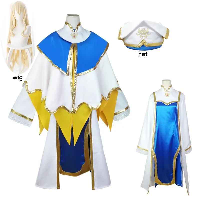 Goblin Slayer Cosplay Costume Priestess Full Set Goblin Women Cosplay Priestess Onna Shinkan Costume Dress Halloween Wig Hat