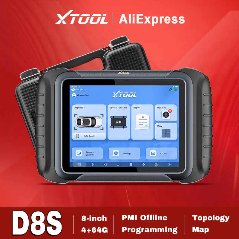 XTOOL D8S Auto Obd2 الماسح الضوئي D8 S أداة مسح ثنائية الاتجاه طوبولوجيا رسم الخرائط ECU الترميز 42 + إعادة تعيين جميع الأنظمة التشخيصية للسيارة