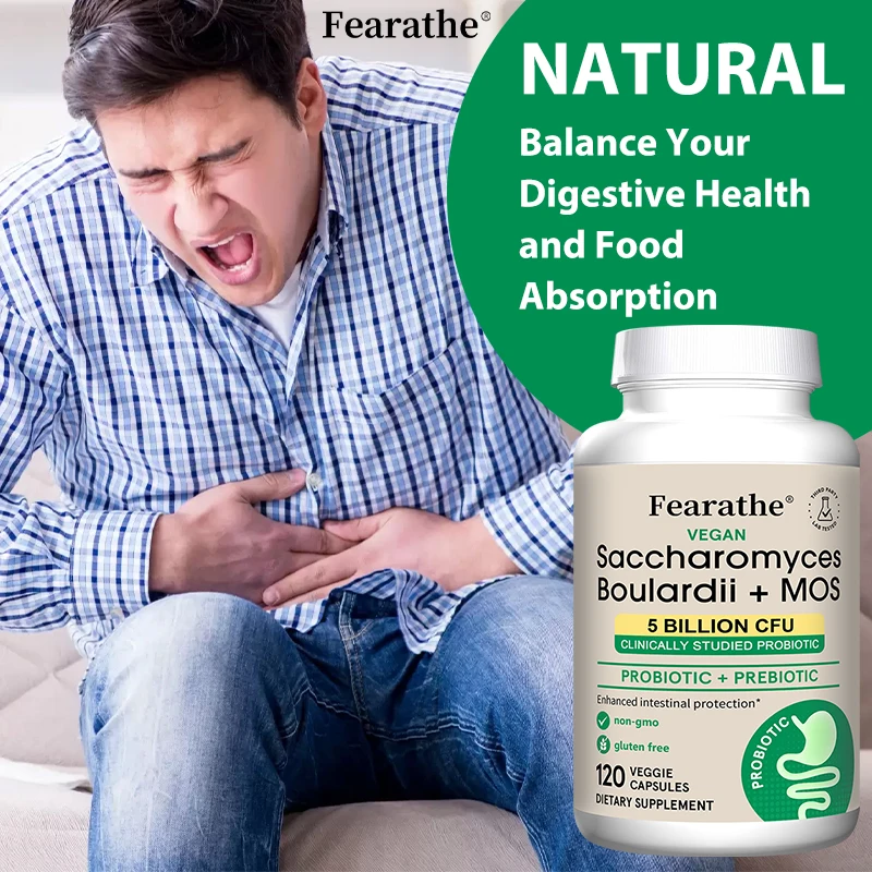 Saccharomyces Boulardii Probiotics Capsules for Women & Men, Promote Intestinal, Gut, Immune & Digestive Health, Non-GMO