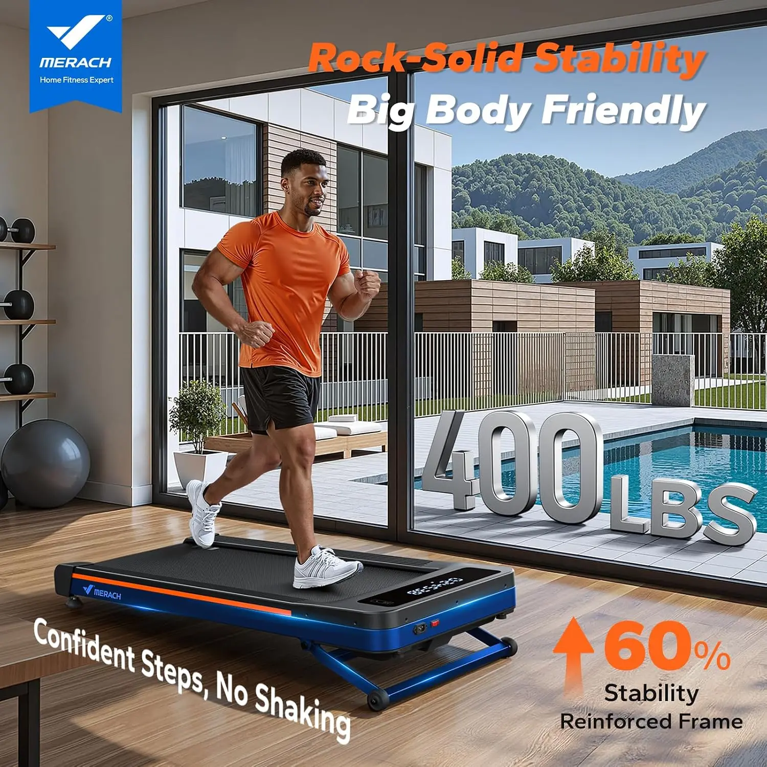 12% Auto Incline Walking Pad Treadmill for Home, 400lbs Capacity, Under Desk with Remote & LED Display, Customized