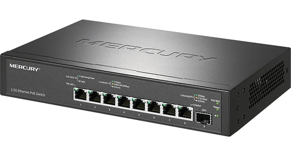 8*2500Mbps RJ45 Ports 1/2.5/10Gbps SFP+ Port Desktop Ethernet PoE Switch 2.5 Gigabit Ethernet Network Switch IEEE802.3af/at 115W