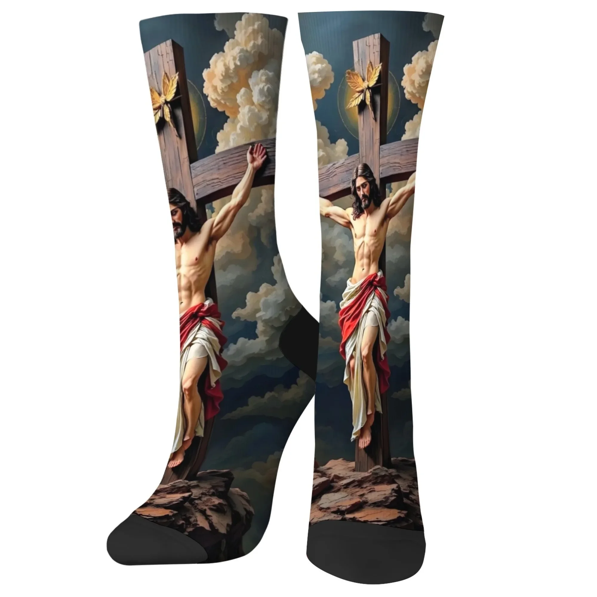 Skarpetki męskie z motywem Bożego Narodzenia, styl Harajuku retro, miękkie, oddychające, idealne na prezent świąteczny.