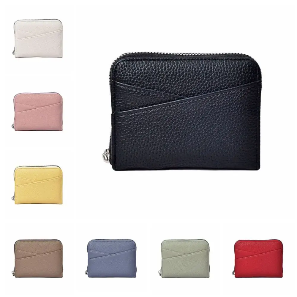 Simple Short PU Leather Wallet Multiple Card Slots Japanese Coin Pouch Large Capacity Solid Color Organ Card Holder Outdoor