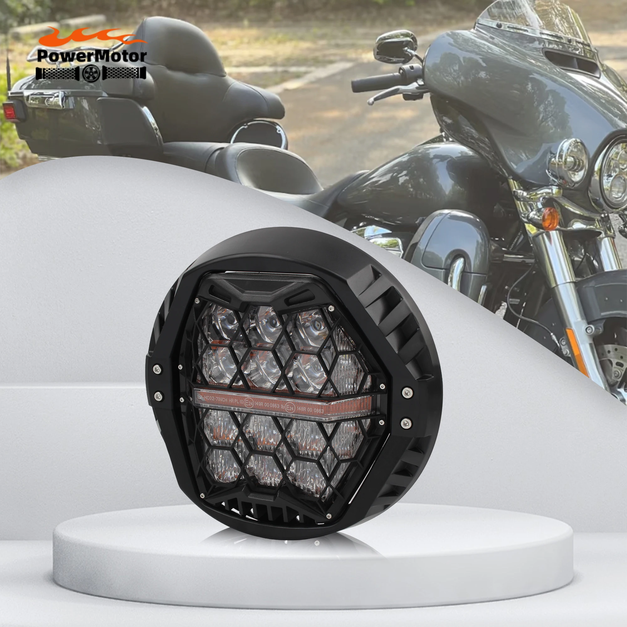 

7 Inch LED Motorcycle PE Headlight DRL High/Low Beam Headlamp with ROT Emark Certified for Harley all Motorcycles Accessories