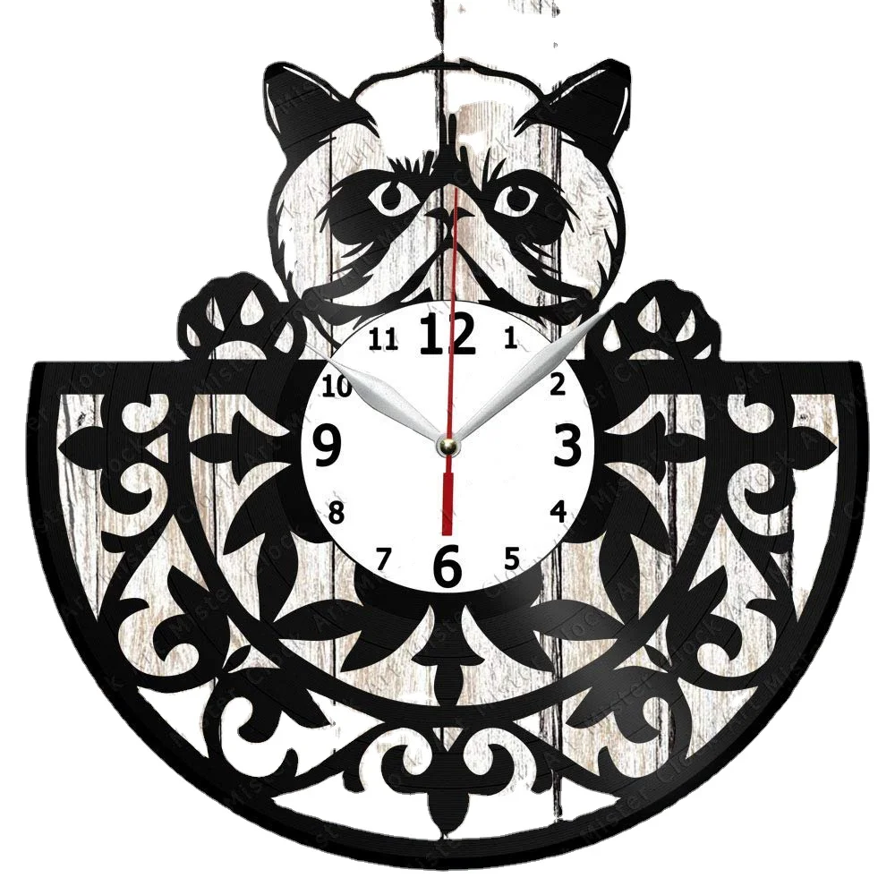 

Himalayan Cat Vinyl Record Wall Clock Home Art Decor Unique Design Handmade Original Gift Vinyl Clock Black Exclusive Clock Fan