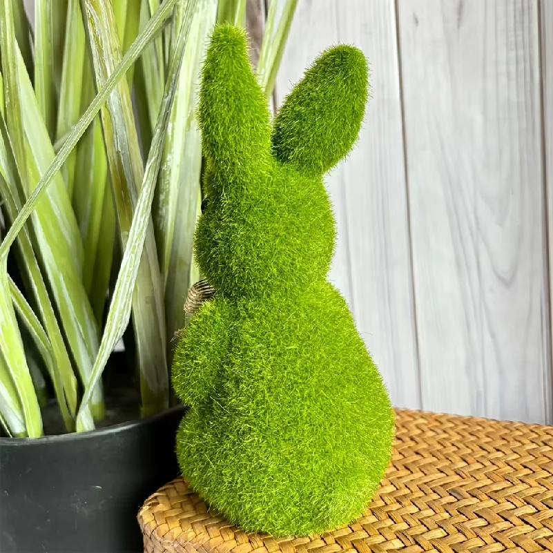 6.69inch Standing Moss Rabbit, Easter Garden Decoration, Indoor Potted Plant Decor