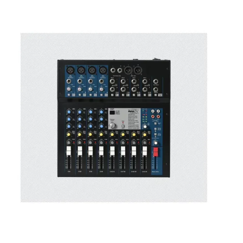 Professional 12-Channel Metal DSP Digital Powered Sound Studio Mixer with Built-In Effects and USB Recording
