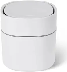 Mini Trash Can, Countertop Trash Can Tiny Garbage Bin Small Trash Can Plastic for Bathroom Office Kitchen Coffee Table White