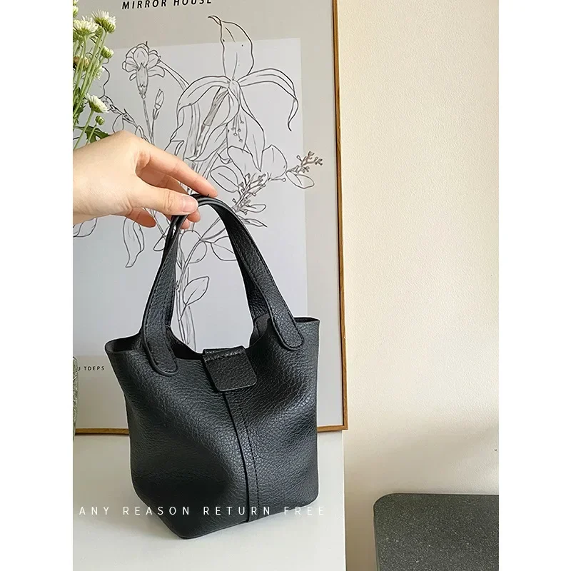 Korean Version Soft Texture One Shoulder Portable Bucket Bag Personalized Small Vegetable Basket Portable Casual Crossbody Bag