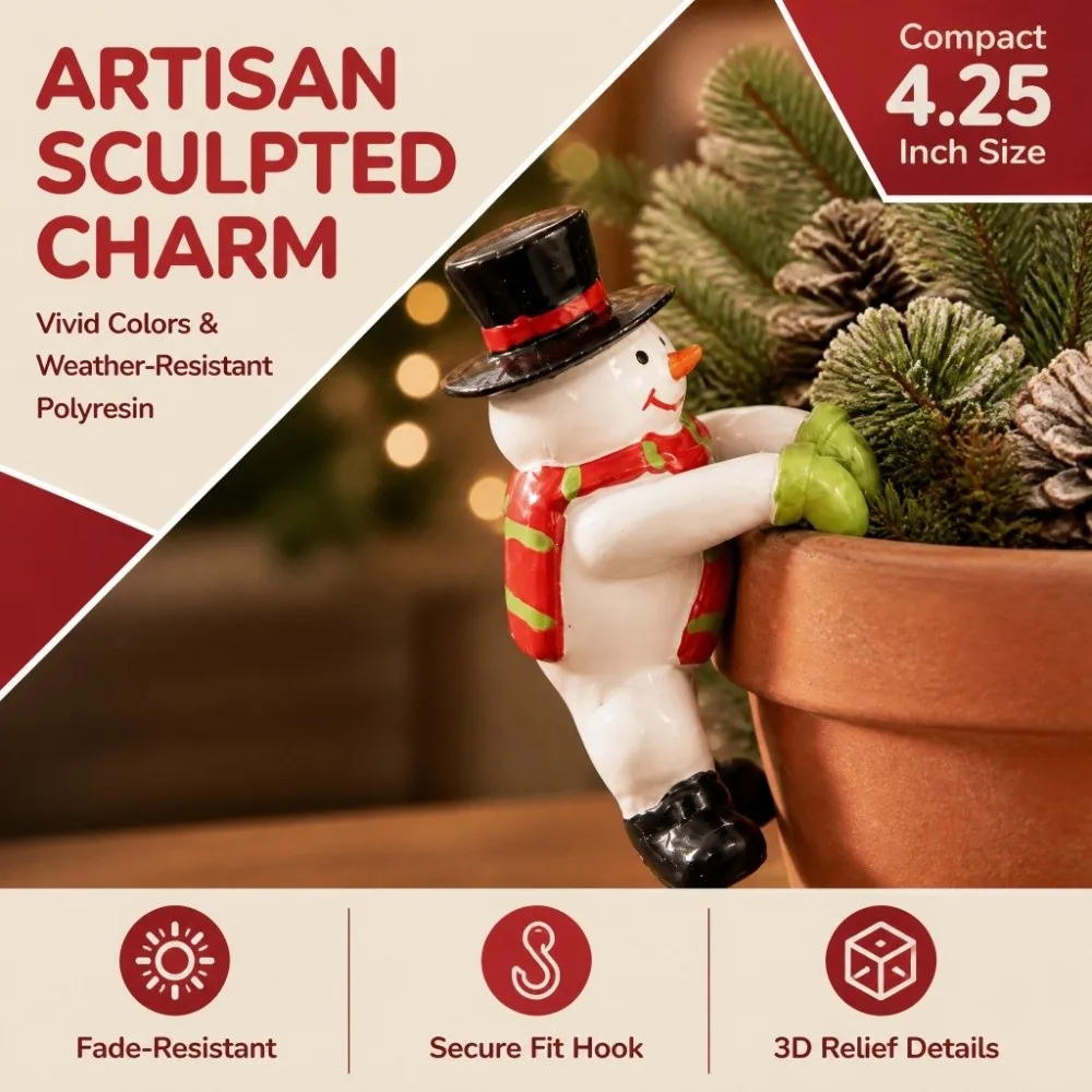 Santa Claus Resin Flower Pot Hangings Snowmen Cute Small Climbing Figurines Durable Handmade Garden Decoration