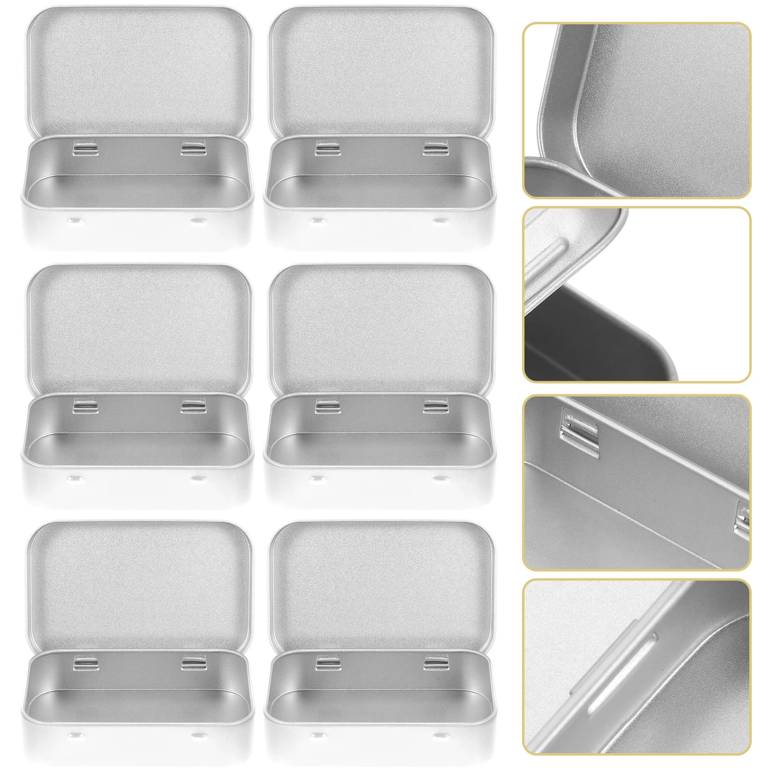 

6 Pcs Flip-type Storage Box Small Bins with Lids Tinplate Boxes Tins Rack Mini Trinket