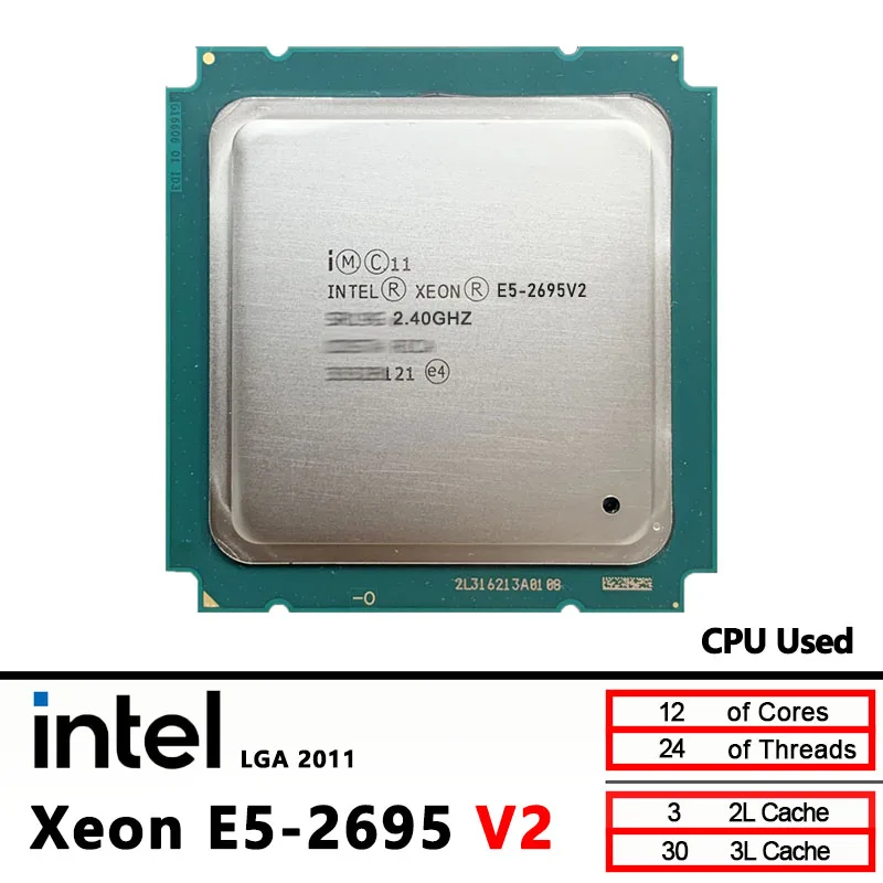 

Intel Xeon E5 2695V2 E5 2695 V2 Used 2.4GHz 12 cores and 24 threads cpu processor LGA 2011