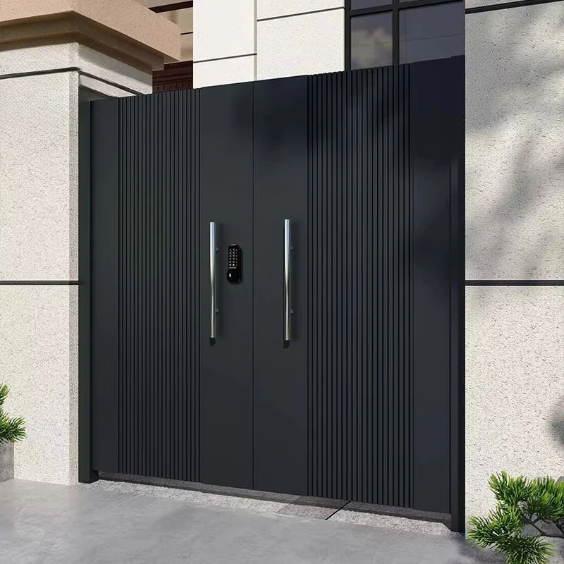 Easy to assemble custom latest gate decoration outdoor garden house gate aluminum swing electric door