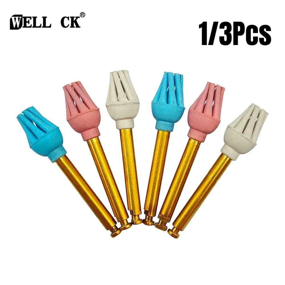 1/3Pcs Dental Rubber Polisher Composite Resin 2-Step Diamond Impregnated Polishing System Polish Wheel Spiral Flex Brush Tool