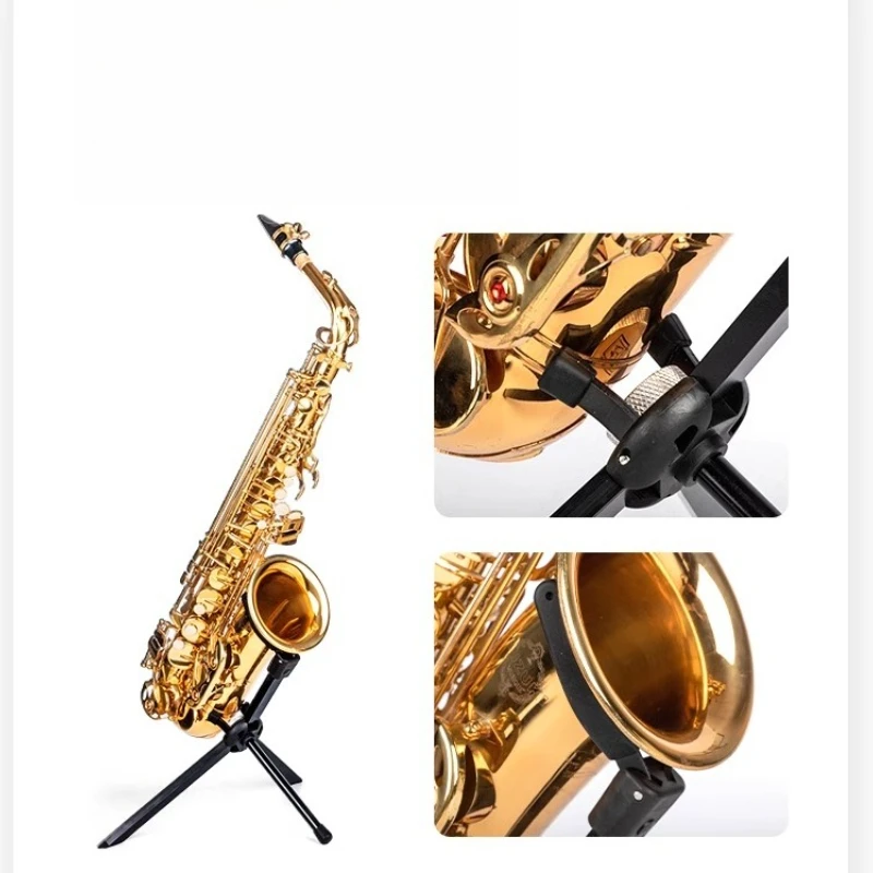 Saxophone stand for alto, baritone, and sopranino saxophones, foldable and portable