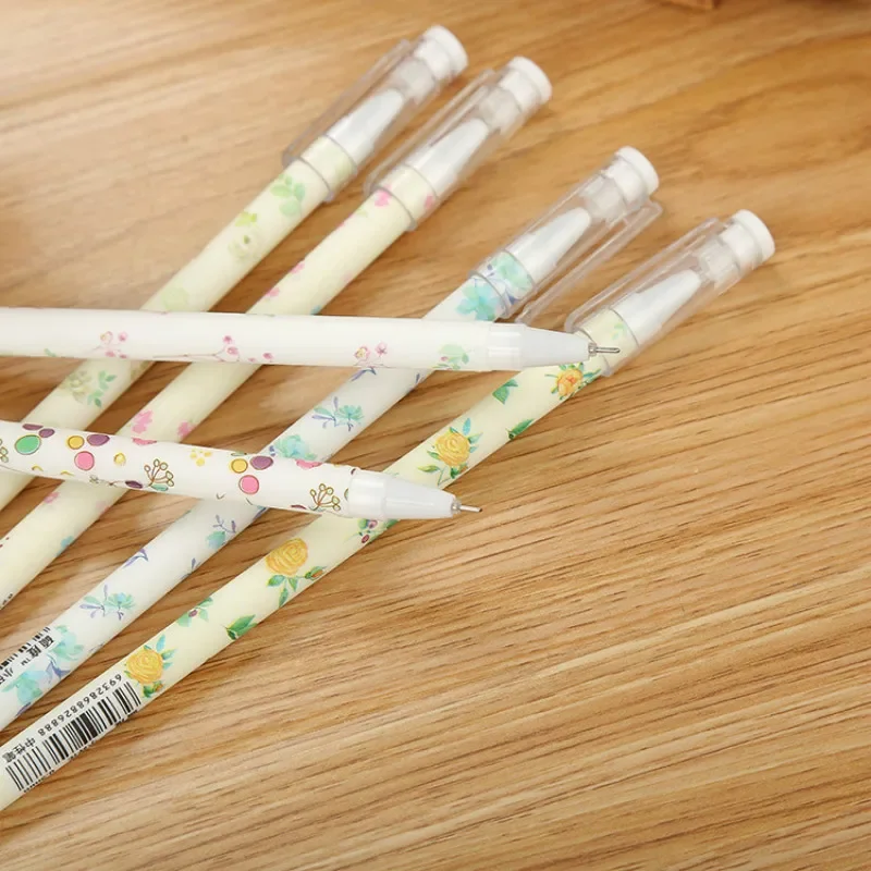 

60PCS Creative Stationery Small Floral Gel Pens Cute Cartoon Student Water Pen Office Signature Pen Kawaii School Supplies