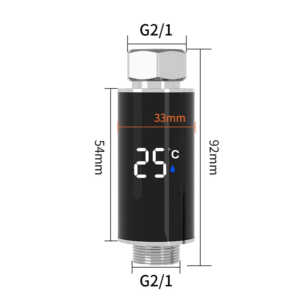Shower Nozzle Thermometer Waterproof LED Digital Display Color-coded Wide Temperature Range Indicator Water Temperature Gauge