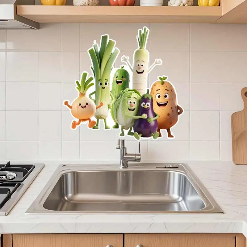 

Happy Vegetable Wall Stickers Perfect for Kitchen and Restaurant, Bedroom, Living Room and Holiday Decoration Stickers S727