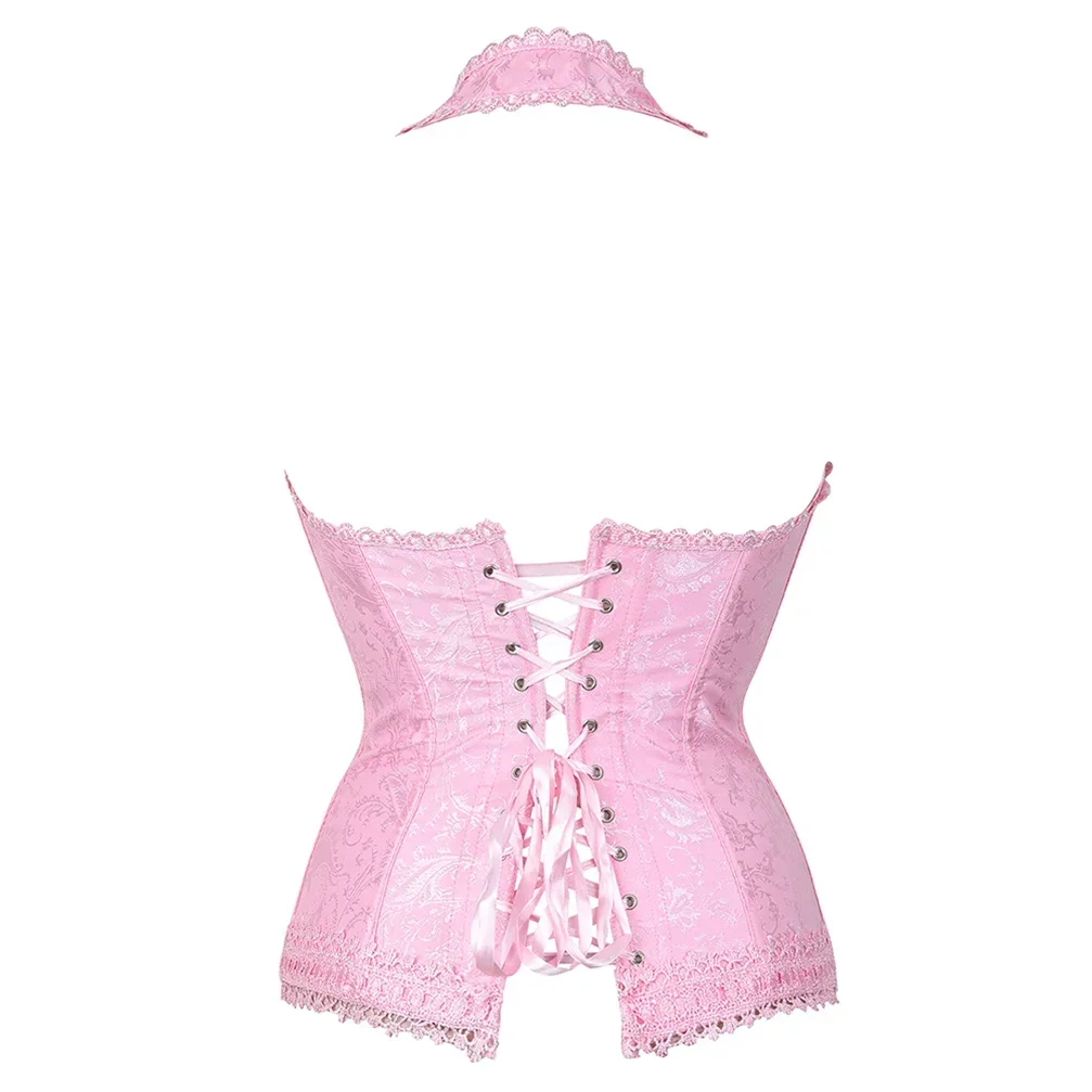 Womens Corset Wedding Corsets Gothic Suspenders Bustier Sexy Bride Corselet Waist Trainer Pink Corsage Vintage Costume Plus Size