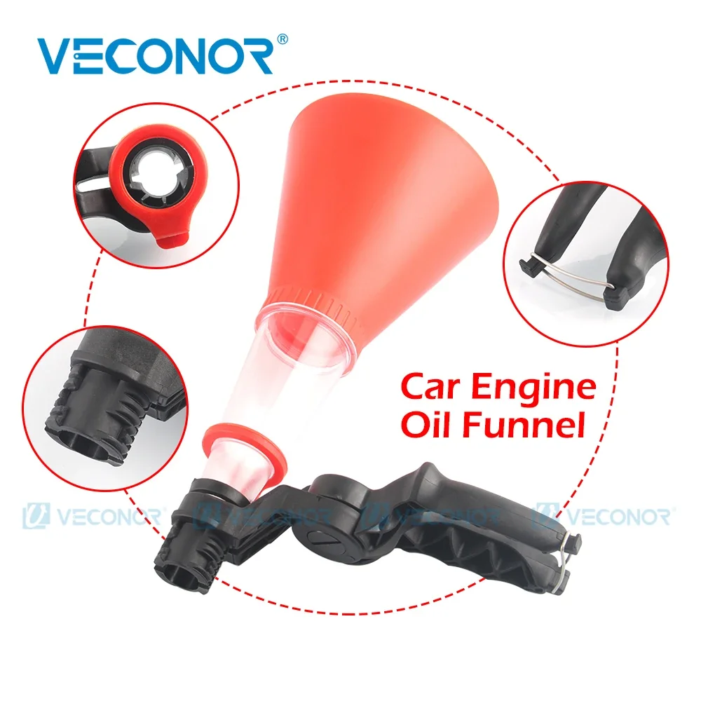 Engine Oil Filling Set Universal Oil Funnel with Adjustable Width Holding Clamp Multifunctional Pour Oil Tool for Car Repairing