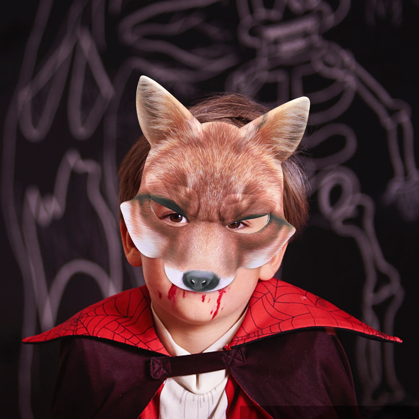 

Fancy Half Face Fox Eva Lightweight Comfortable Costume For Halloween Carnival Masquerade Party Yellow Cosplay Accessory Decor