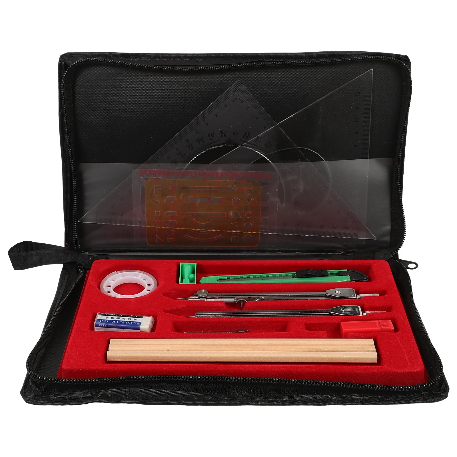 

Multifunctional Drawing Kit Compasses Pencils Rulers Black R om Accessories Math Geometry Engineering Drafting Tools School