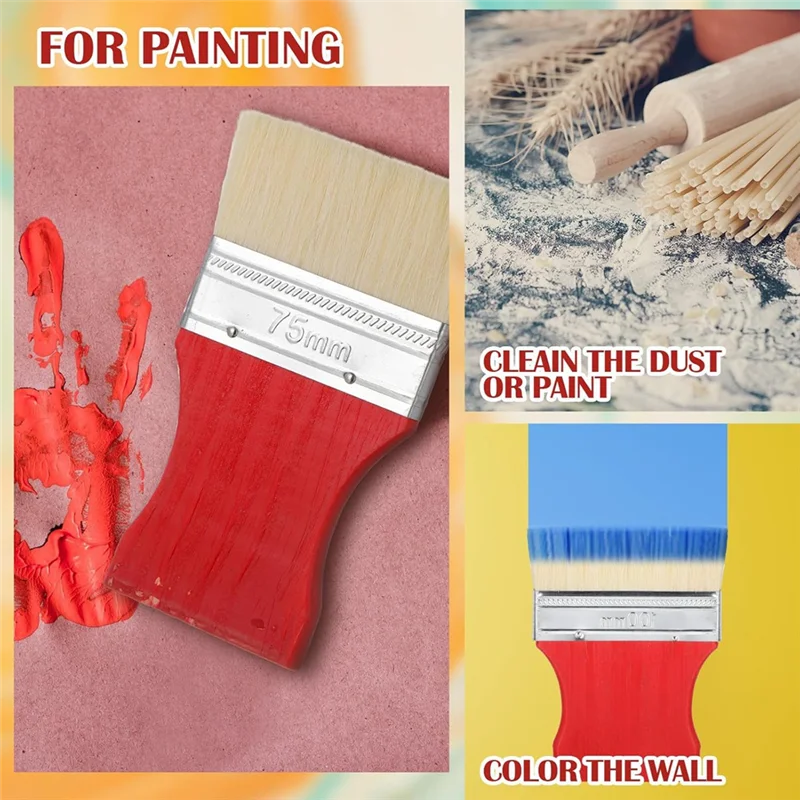 

A13E-12 Pieces Flat Paddle Paint Brush Set Bulk Watercolor Oil Painting Acrylic Varnish Paint Painter Artist