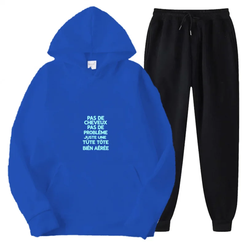 طقم هوديي رمادي بنص مطبوع على الأمام #4