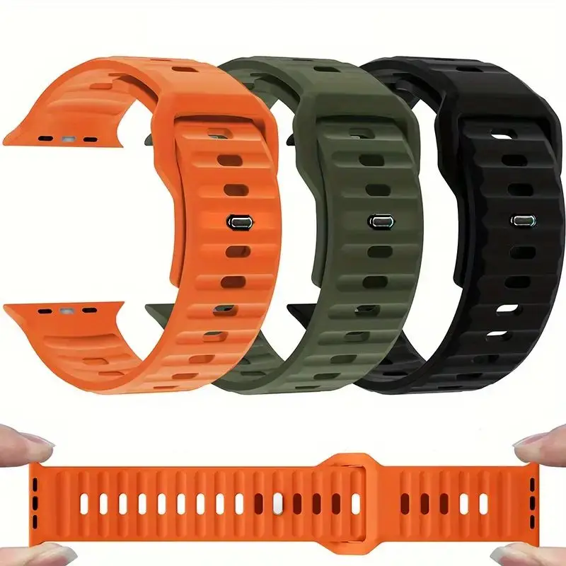 Sport Bands For Apple Watch  Band 49mm 45mm 44mm 41mm 40mm 42mm 38mm, Soft Silicone Waterproof Strap for iWatch Series 9 8 7 6 5