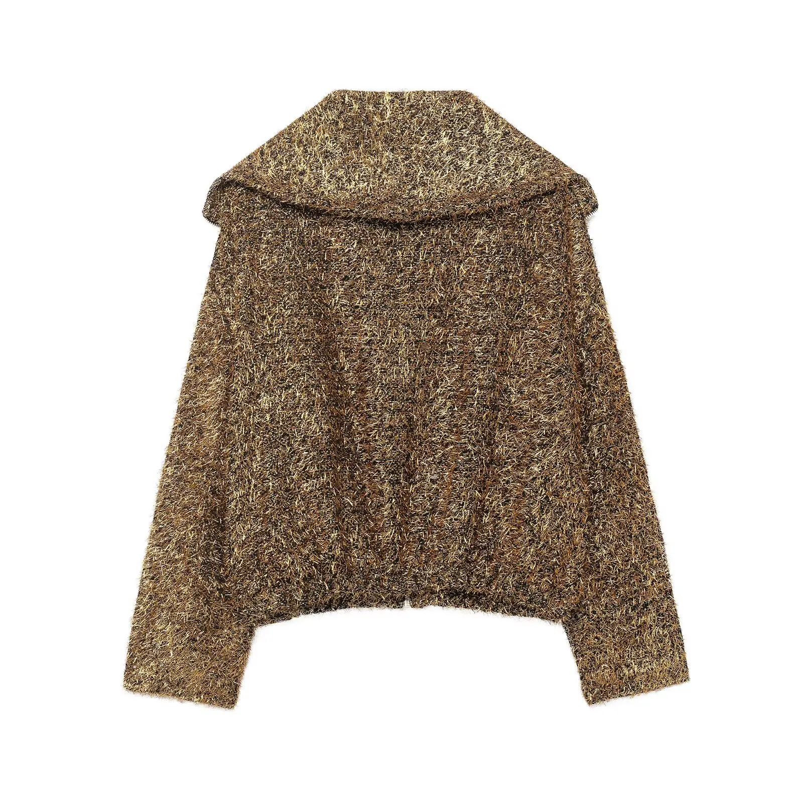 เสื้อแจ็คเก็ตผู้หญิงแฟชั่นสีเมทัลลิก รุ่นใหม่ ฤดูใบไม้ร่วง ปี 2025 ผ้าโพลีเอสเตอร์อเนกประสงค์ สไตล์ลำลอง