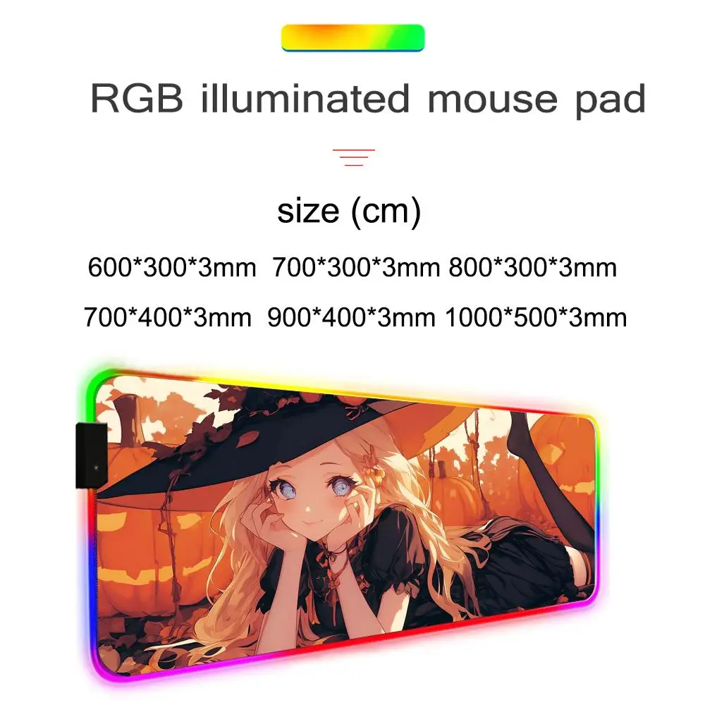anime heksenbehang Muismat RGB Gaming Muismat Grote LED Pad PC Bureaumat Lichtgevende muismat Grote toetsenbordmatten Tafelkleed