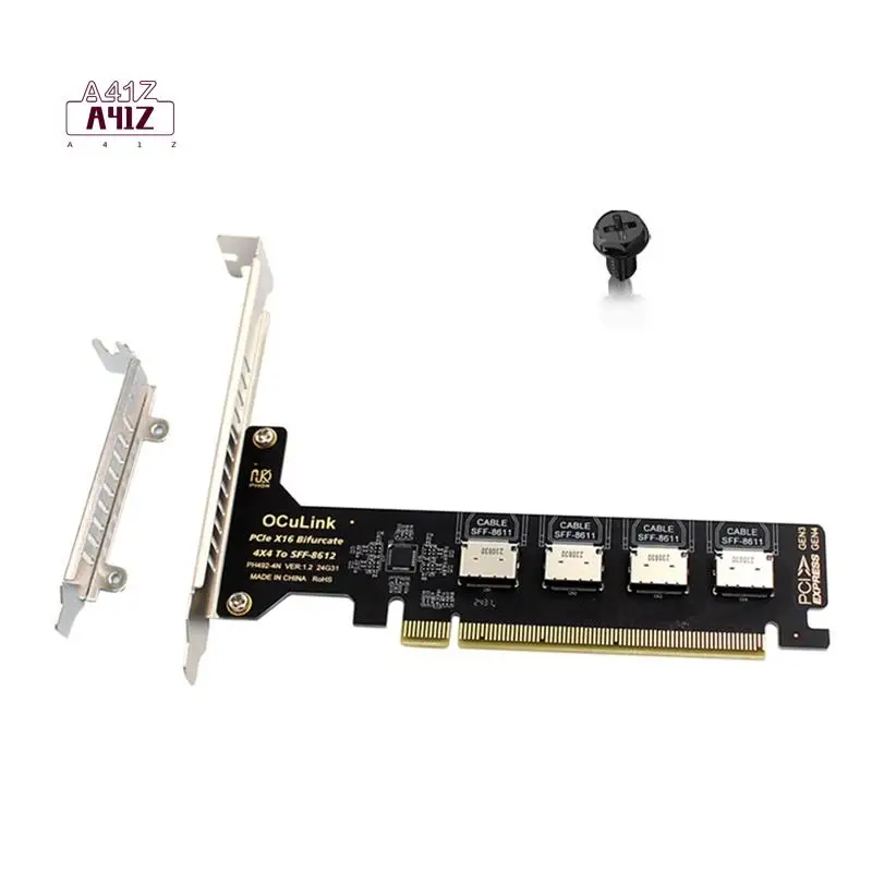 

A41Z-PCI-E 16X To Four U.2 SSD Kit SFF8611&8612 Oculink Pcie Solid State Drive Adapter For Mainboard Expansion