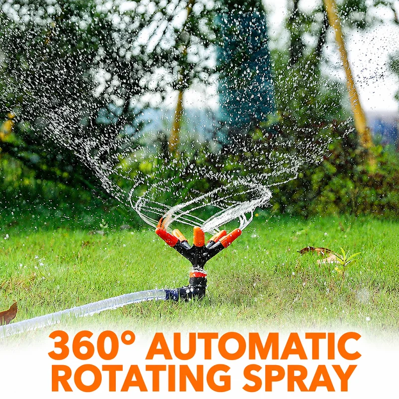 360 Degree Rotating Automatic Sprinkler Garden Lawn Irrigation Water Nozzle for Flower Vegetable Yard Hose Watering