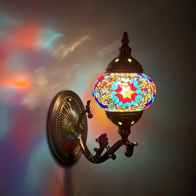 Turkish Mosaic Wall Lamp Luminaria Applique Murale Led Bedroom Living Room Balcony Restaurant Homestay Glass Handicrafts Sconces