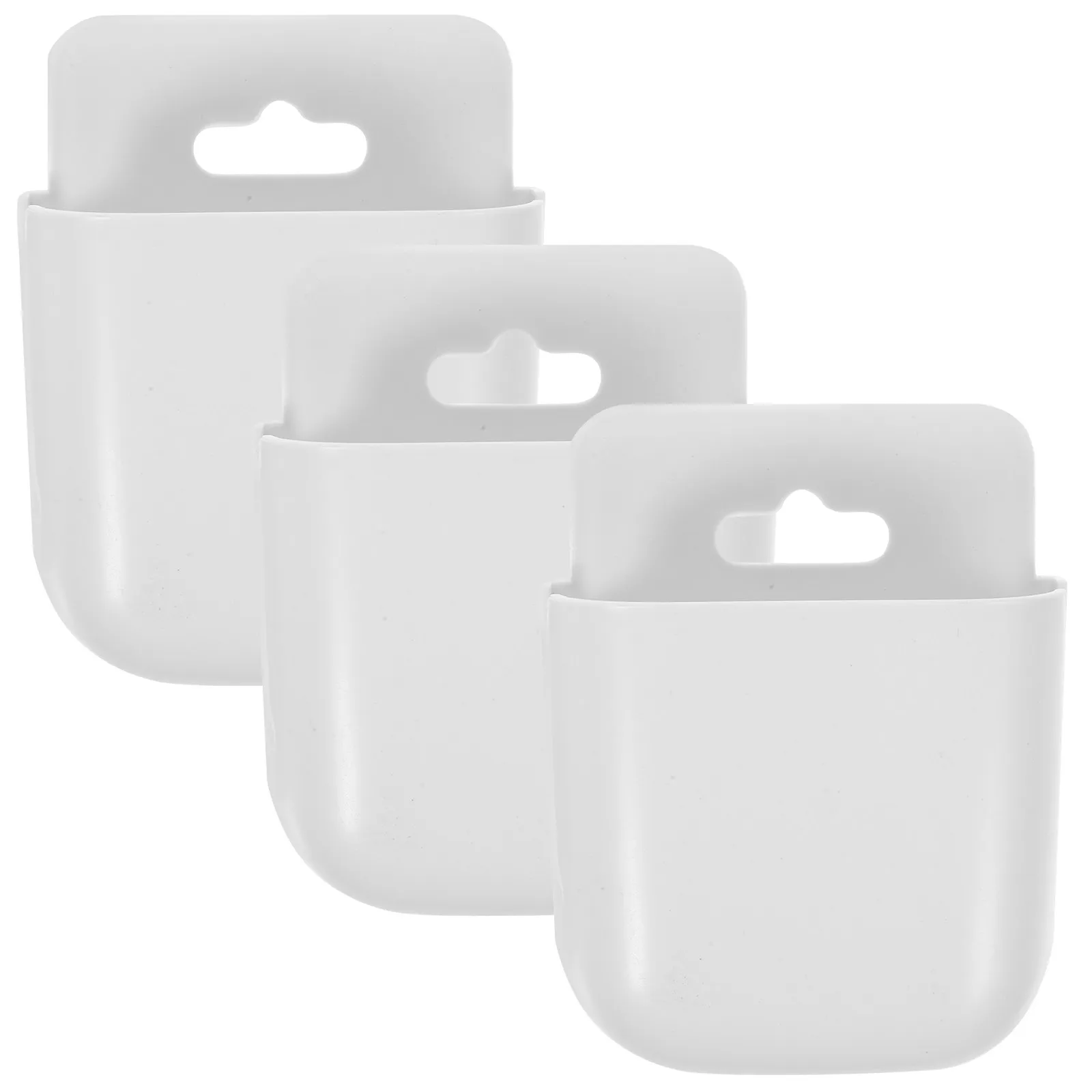 

3Pcs Wall-Mounted Storage Box Multifunctional Cell Phone Charging Rack Hanging Organizer Storage Stand Remote Holder White Pink