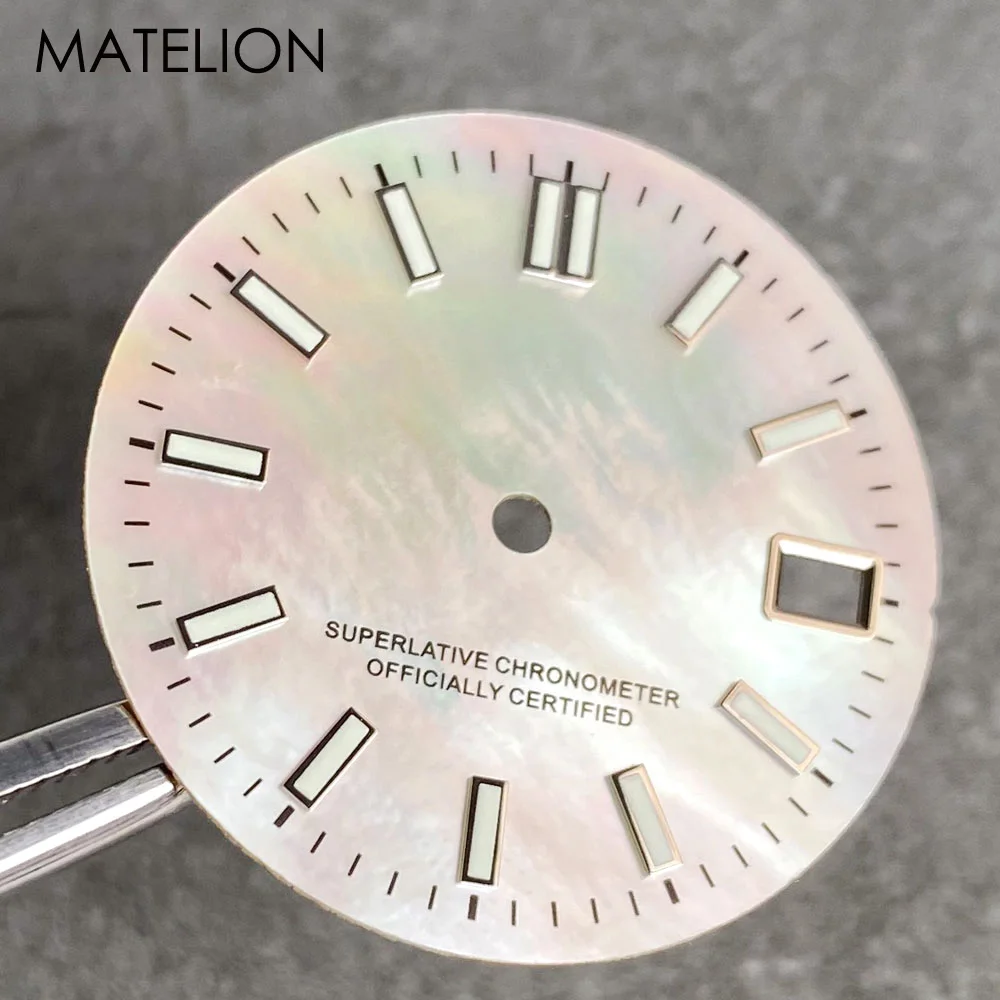 Mother of Pearl Watch Dial for NH35 NH36 NH38 NH70 NH71 NH72 Movement Baton Makers 29mm Luminous DJ Hands MOP Watch Face