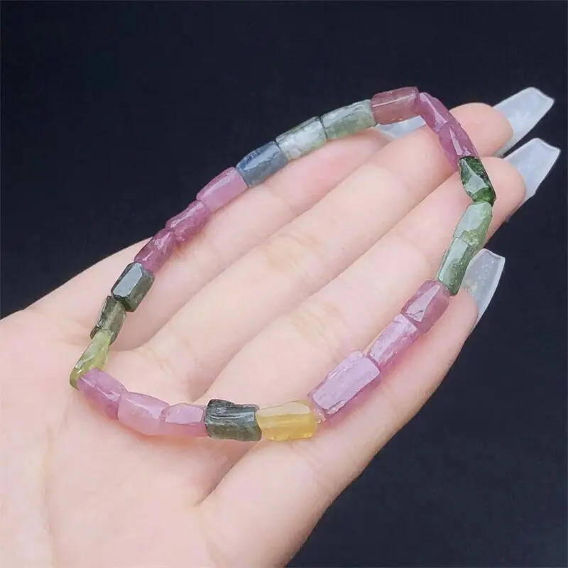 

Natural Tourmaline Bracelet Strand Women Men Healing Energy Jewelry Lovers Gift 1pcs