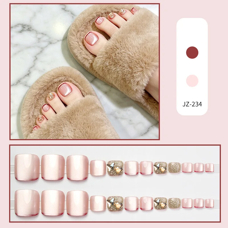 Nude Cat Eye Glitter Butterfly Footwear Wearable Nail Art Strips Gold Dust Particle Design False Toenails And Finger Nails