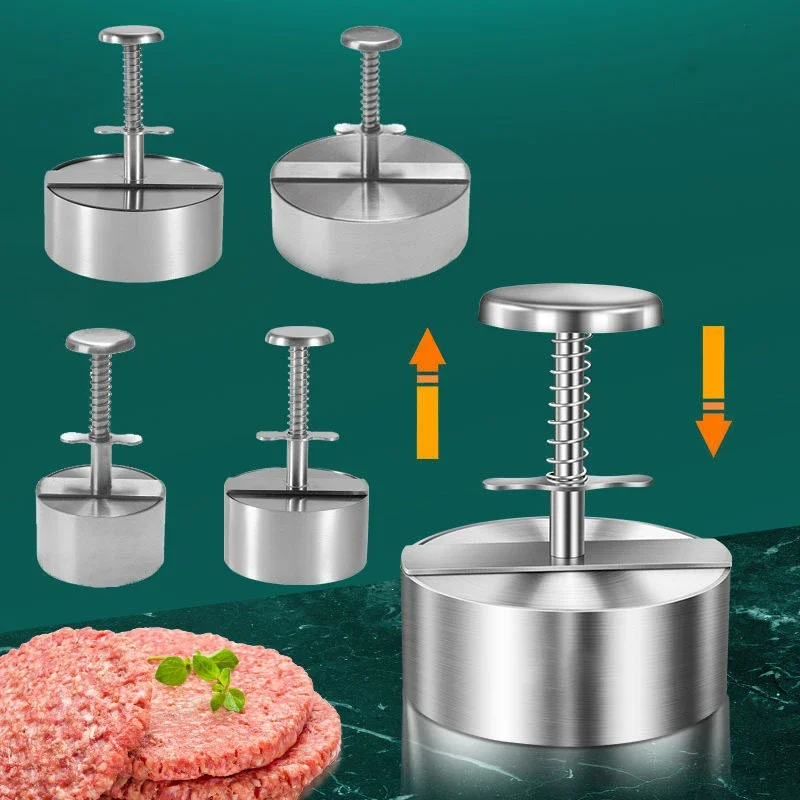 Burger Press Stainless Steel Hamburger Patty Maker Meat Grinder Circular Non-Stick Beef Presses Tool for Making Various Patties