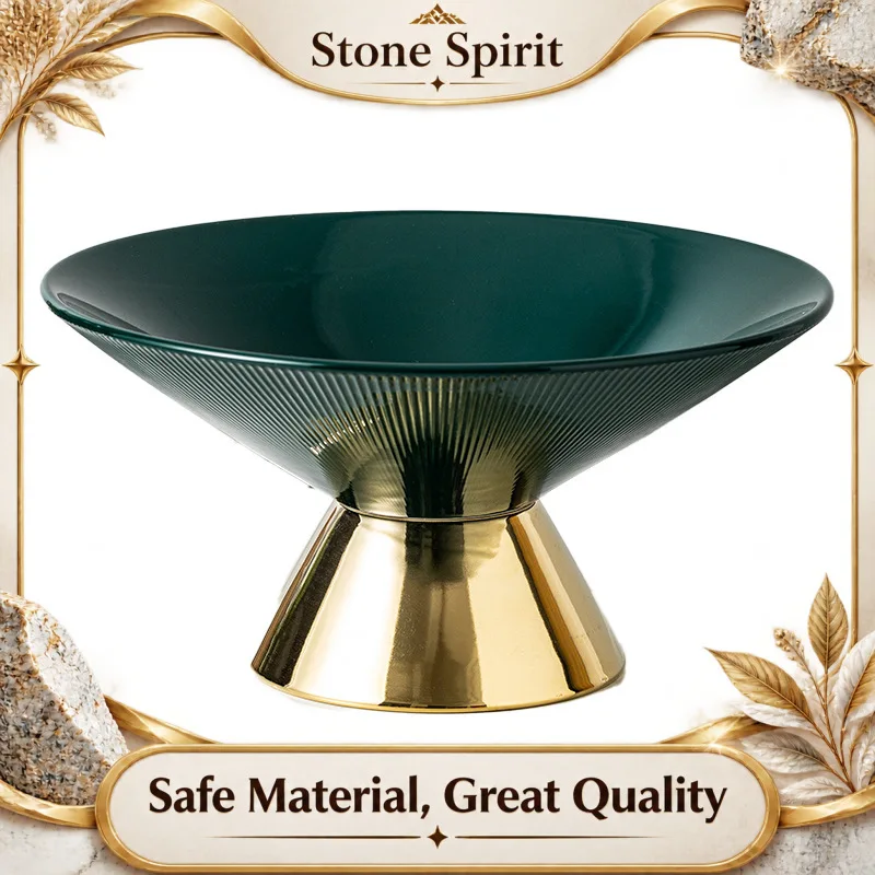 Round High Legged Ceramic Bowl, Fruit Plate, Dessert and Salad Bowl, Appetizer Tray, Home Kitchen, Table Decoration Tableware