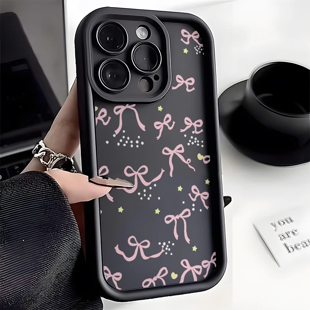 Cute Pink Bow Phone Case for Vivo V40 V30 SE V30e V29 V25 V23 V21 V23e Y50 Y36 35 Y28 Y21 Y20 Y17 Y15s 4G 5G Soft Capa Cover