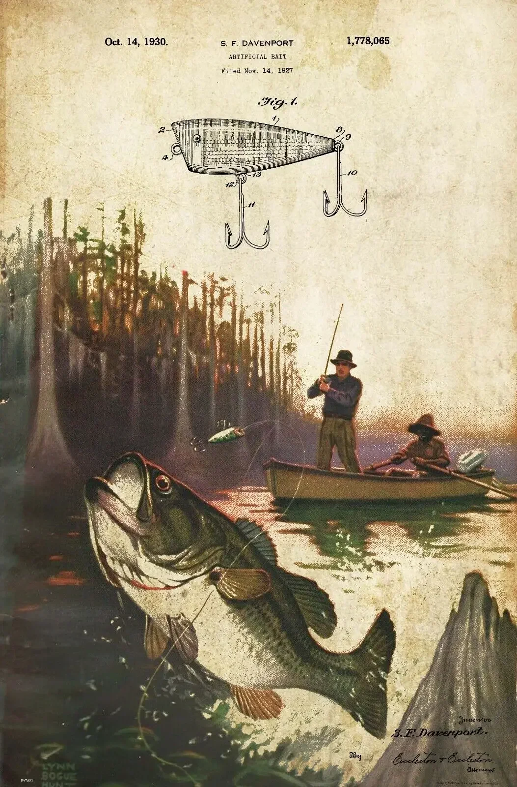 Vintage Creek Chub Bass Fishing Lure ,Art Picture Print Canvas Poster,Home Wall Decor no frame