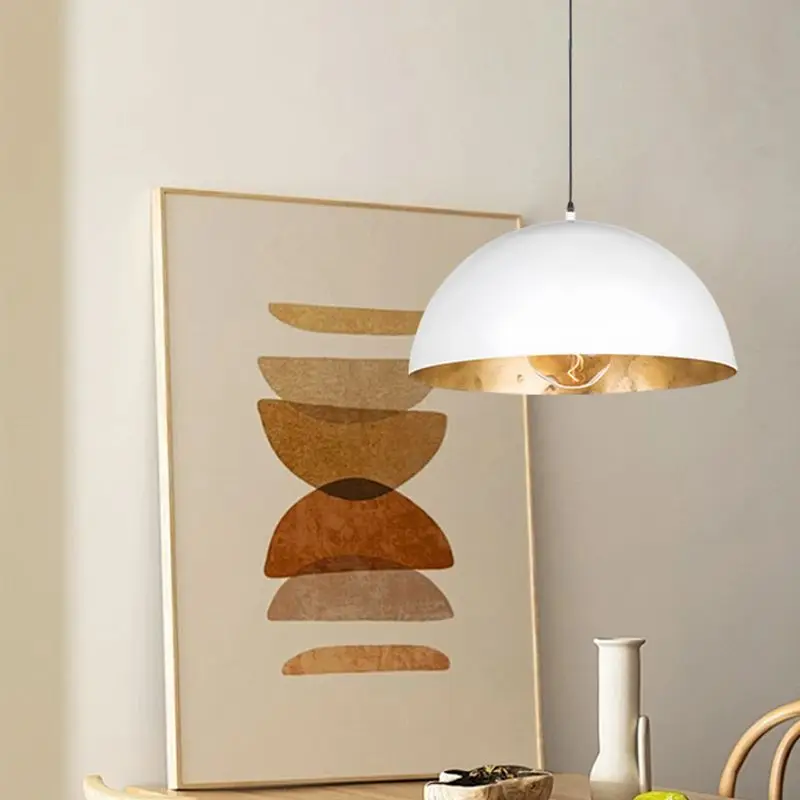 Luminária pendente vintage americana para restaurante, lâmpada de teto industrial francesa wabi sabi com tampa redonda