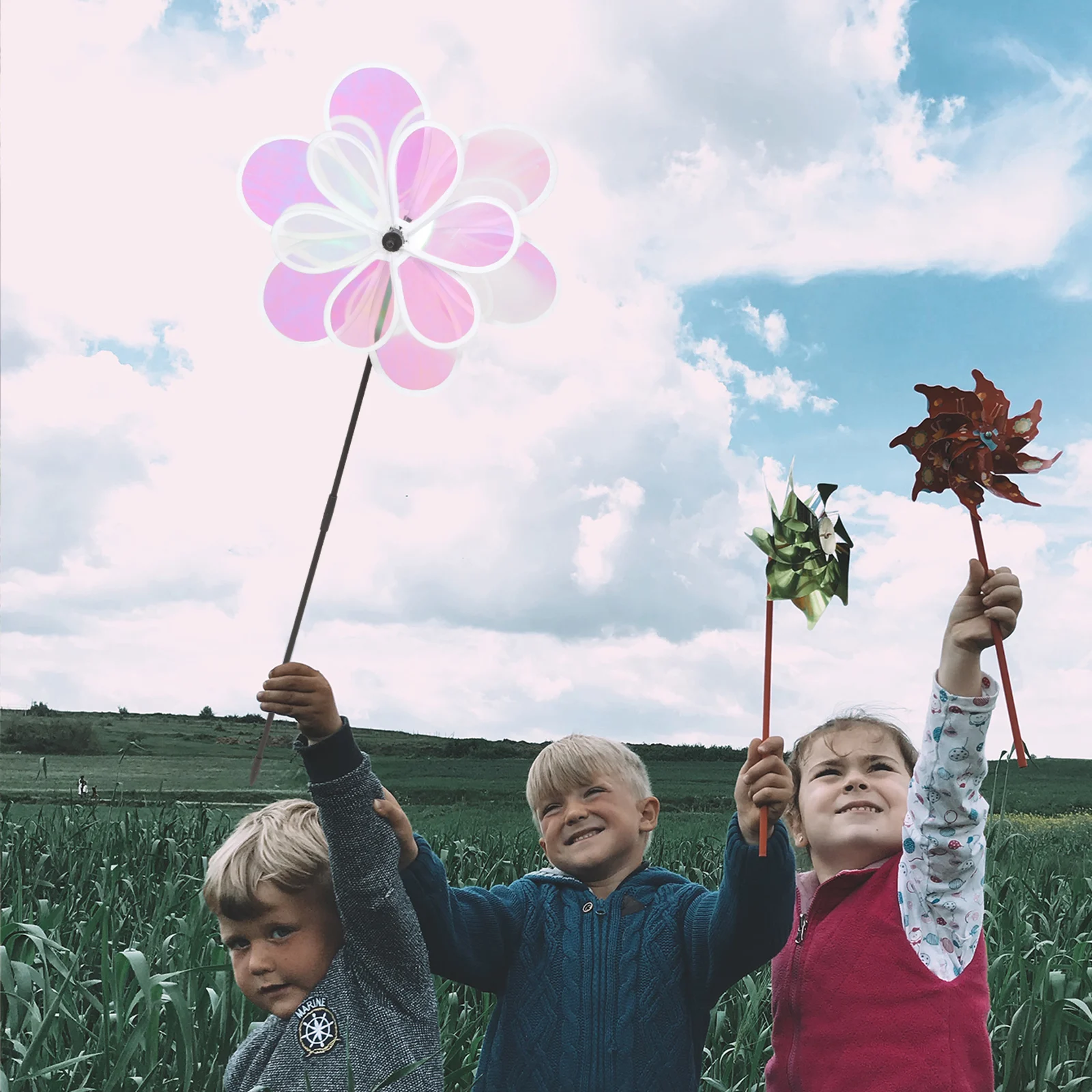 

3pcs 30cm 38cm Double Layer Windmills Colorful Pinwheels for Yard Garden Crafts Children Party Balcony Park Decor Outdoor